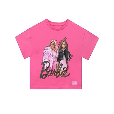 Image of Barbie Tshirt Girls Pink T Shirt for Summer Boxy Official Merch 8 9 Years