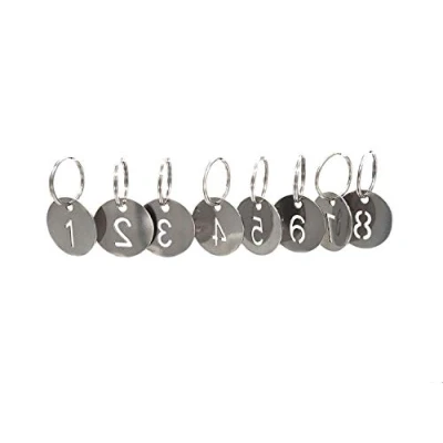 Image of NanTun 304 Stainless Steel Key Tags with Ring 400 pcs, 25mm Hollowed Number ID Chain, Numbered Rings 1 to