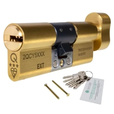 Image of Brass, 40/45 (85mm) greenteQ Orion TS007 3 Star Anti Snap Thumbturn Euro Cylinder Twist Lock Door Barrel