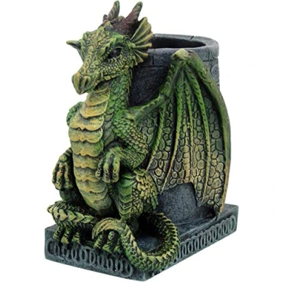 Image of Nemesis NEM2564 Now Green Wyrm Dragon Pen Pot Holder, 10.6cm