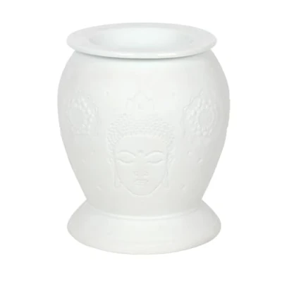 Image of Elegant White Ceramic Buddha Electric Oil Burner 15.2cm x 13cm (1 Pc.) Lovely &amp; Stylish Design, Durable Material Perfect For Aromatherapy Home Decor