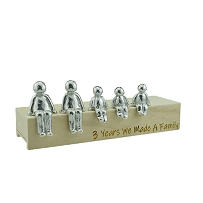 Image of 3rd Anniversary Idea 3 Years We Made A Family Metal Ornament Choose Your Combination Box &amp; Woodgrain May Vary(3 Children)