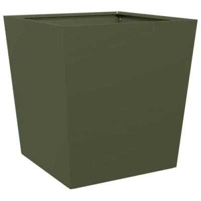 Image of vidaXL Garden Planter Outdoor Box, Olive Green Steel 50x50x50 cm, Ideal for Balcony/Garden Flowers &amp; Vegetables