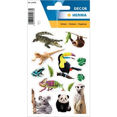 Image of HERMA 15479 Stickers for Children, Africa Animals (45 Stickers, Paper, Matte) Self Adhesive, Permanent Adhesive Motif Labels Girls and Boys, Colourful