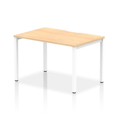 Image of Evolve Single White Frame Bench Desk 1200 Maple BE119