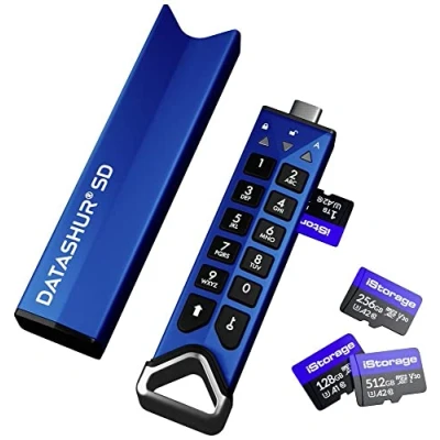 Image of iStorage datAshur SD Encrypted USB flash drive with removable microSD Cards (Sold separately) password protected secure collaboration FIPS compliant