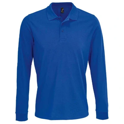 Image of SOLS Mens Unisex Adult Prime Pique Long Sleeved Polo Shirt (Royal Blue) Size X Large
