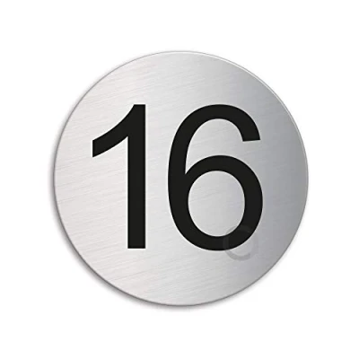 Image of Round room house mailbox number 16 brushed stainless steel no.40086