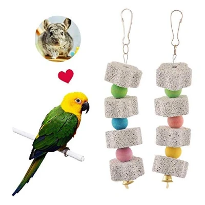 Image of Bird Chew Toy, Parrot Beak Grinding Stone with Bell, 2 Pack (#4)