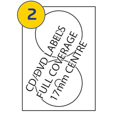 Image of LABELS4U 100 Sheets of CD/DVD Labels, 2 Labels Per Sheet 117mm Diameter, Full Coverage (200 Labels)