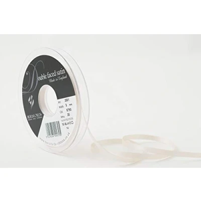 Image of Berisfords Double FACE Poly Satin Ribbon, Pearl, 10x1x10 cm