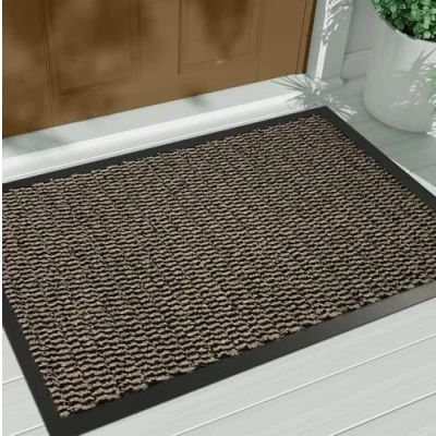 Image of GULLAMBO Non Slip Door Mat Indoor And Outdoor Kitchen Office Use Mat, Super Soft Absorbent Multicolor Barrier Machine Washable Entrance Rug (Brown, 40cm x 60cm)