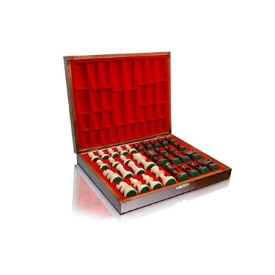 Image of STAUNTON Luxury Chess Set NO.5 in Elegant Case Master of Wooden Pieces Only Handmade Tournament Without Table