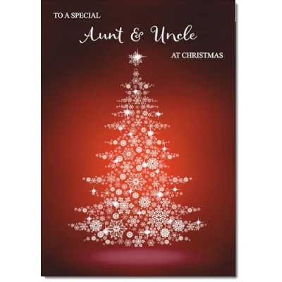 Image of doodlecards Aunt and Uncle Christmas Card Snowflake Tree Medium Size for &amp; with Plain Envelope