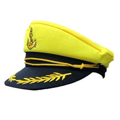 Image of Neon Yellow Sailor Captain Hat Fancy Dress Costume Stag Do Navy