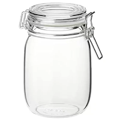 Image of KORKEN Storage Organizer Jar With Lid Clear Glass 34 oz