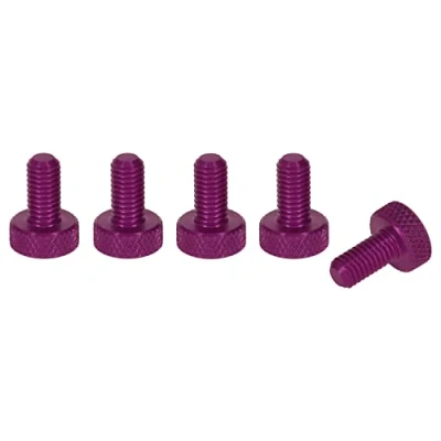 Image of PrecisionGeek M6 x 10mm Flat Knurled Thumb Screws (Set of 5) Purple Aluminium
