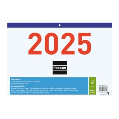 Image of Finocam Calendar Faldilla Big Numbers 2025 Month View January December (12 months) Catalan