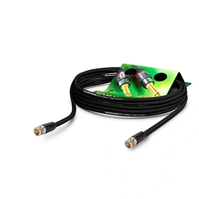 Image of Sommer Cable BNC Coaxial Video 75 Ω HD/3G/6G/12G SDI / 4K UHD SC Vector 0.8/3.7 BNC/BNC NBNC75BLP9X Neutrik Black 82ft (25m) Made in Germany