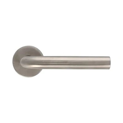 Image of Amig Stainless Steel Door Handle Set 2 Piece with Matt Finish Rosette 136mm Length, 19mm Diameter Modern Design, Steel, Metal