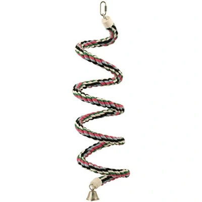 Image of Boing Medium Cotton Spiral Bouncing Parrot Perch &amp; Bell 150cm x 2cm COCKATIEL