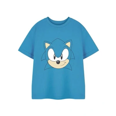 Image of Sonic THE HEDGEHOG Boys Blue Short Sleeved T Shirt Gamer Graphic Tee for Kids Video Game Apparel Classic Sega Character Top Children&#039;s Gaming Merchandise Gift