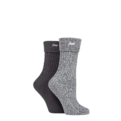 Image of Women&#039;s 2 Pair Jeep Super Soft Turn Over Top Polyester Boot Socks Charcoal / Slate 4 8 Ladies