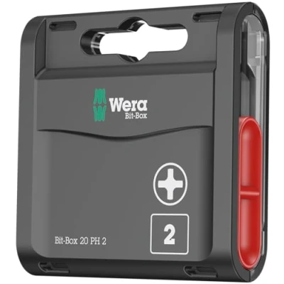 Image of Wera Bit Box 20 H PH2 Extra Hard bits for drill/drivers, 25mm, 20pc pack, 05057750001 , Black