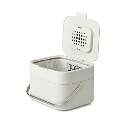 Image of Joseph Intelligent Waste, Stack 4 Kitchen Food Waste Compost Caddy Recycling Bin with Odour Filter, Litre / 1 Gallon Stone
