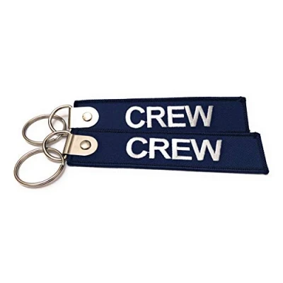 Image of Premium Embroidered Crew Luggage Tag Navy/White Set of 2 Aviamart®