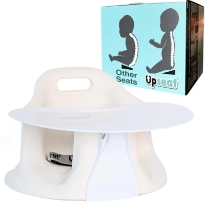 Image of Upseat Baby Floor Seat Booster Chair for Sitting Up with Removable Tray Meals and Playtime, Developed Physiotherapists Safe Healthy Hip Development Posture (Coconut)
