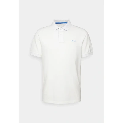 Image of GANT Men&#039;s Reg Contrast Pique SS Rugger Polo Shirt, Eggshell, XXXXX Large