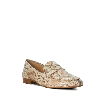 Image of Dune London Womens Ladies Georgiee Snake Effect Loafers Metallic Leather (archived) Size UK 7