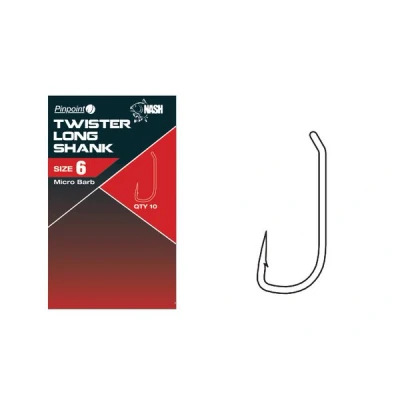 Image of Nash Pinpoint Twister Long Shank Micro Barbed Qty 10 (Size 5)