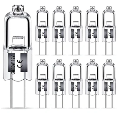 Image of Nottac G4 Halogen Light Bulbs 10W 12V Clear Capsule 2 Pin Lamp Bulb Base Warm White Dimmable 10 Pack