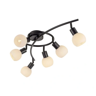 Image of JUST LIGHT. Loki ceiling light, 6 bulb, black, iron, glass