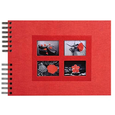 Image of Exacompta Ref 16245E Passion Wire Bound Photo Album 32 x 22cm in Size, 50 Black Thick Card Pages, Holds Up To 100 Photos, Suitable for Scrapbooking Red Cover