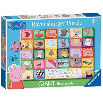 Image of Ravensburger Peppa Pig Alphabet 24 Piece Giant Floor Jigsaw Puzzles for Kids Age 3 Years Up Educational Toys Toddlers