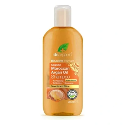 Image of Dr Organic Moroccan Argan Oil Shampoo, Revitalising, Natural, Vegan, Cruelty Free, Paraben &amp; SLS Recyclable Recycled Ocean Bound Plastic, Certified Organic, 265ml, Packaging may vary
