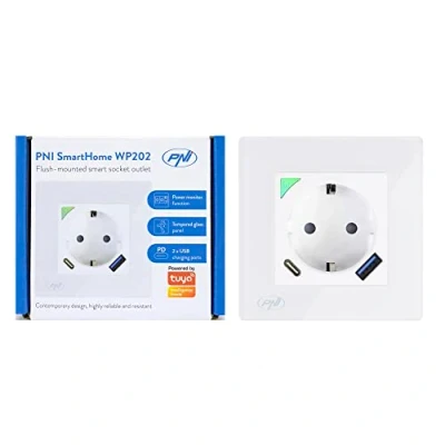 Image of PNI SmartHome WP202 WiFi Smart socket, buried mounting, internet control, dedicated Tuya application, compatible with Amazon Alexa and Google Home