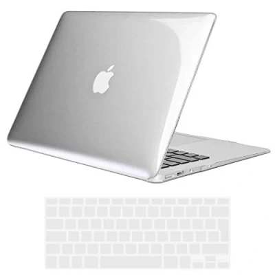 Image of TECOOL Case Compatible with MacBook Air 13 inch 2010 2017 A1466 A1369, Ultra Slim Hard Shell &amp; UK EU Keyboard Cover, Glossy Surface, Crystal Clear