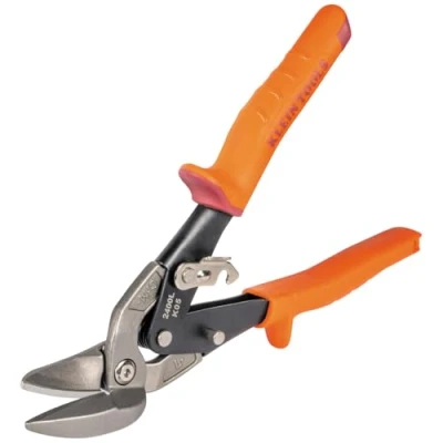 Image of Klein Tools 2400L Left Cutting Offset Snips, Aviation Tin Snips with Forged Blade for Precision Sheet Metal