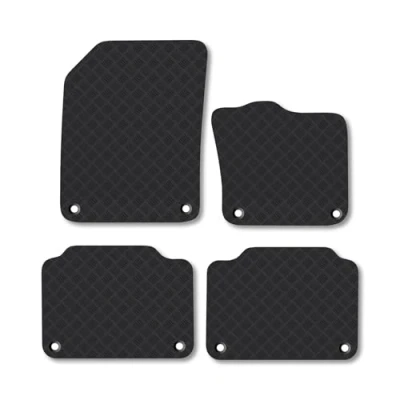 Image of Rubber Car Mats Compatible with Volvo V90 (2016+) Tailored Fit Floor Set Accessory Black Custom 4 Pieces Clips Anti Slip Backing, Heavy Duty &amp; Waterproof