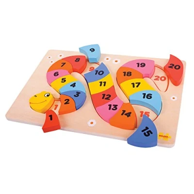 Image of Bigjigs Toys Wooden Snake Counting Puzzle Learn to Count