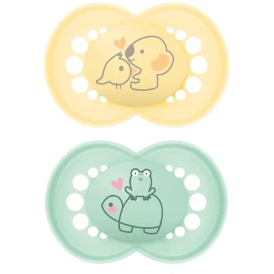 Image of MAM Original Matte Baby Pacifier, Nipple Shape Helps Promote Healthy Oral Development, Sterilizer Case, 2 Pack, 16+ Months, Unisex