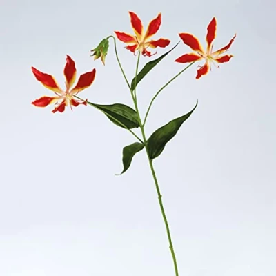 Image of BLOOM Artificial Single Gloria Lily Stem 75cm Faux Silk Flowers, Rustic Wedding Flowers &amp; Decorations, Fake Foliage Flower Stems, Indoor Home Decor, Vase Not Included
