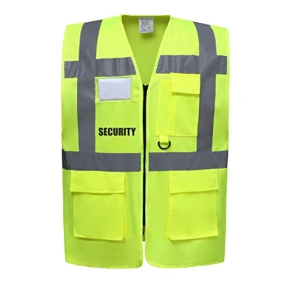 Image of Security Yellow Zipped Hi Vis Viz Safety Vest Waistcoat Reflective High Visibility EN471 BS x large