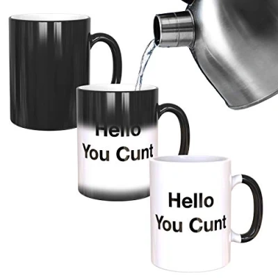 Image of Hello You C*** Mug Funny Rude Message Appears as it Heats Perfect Novelty Gag Gift Joke Secret Santa or Stocking Filler