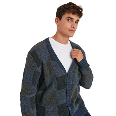Image of Trendyol Man Young Regular fit Basic V Neck Knitwear Cardigan Indigo