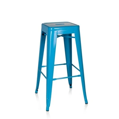 Image of hjh OFFICE Barstool bistro stool VANTAGGIO HIGH metal stackable sturdy light blue